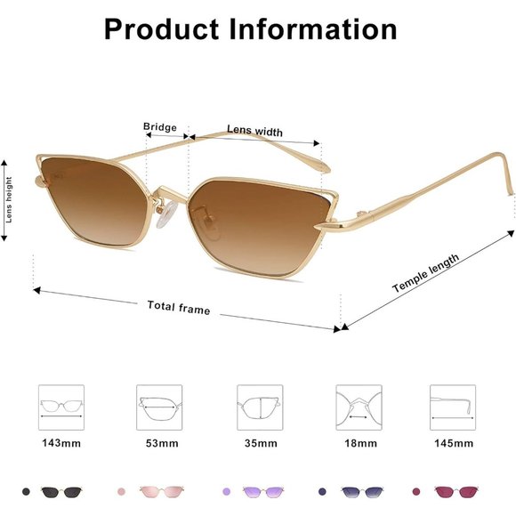 ✨Women\'s Brown Small Cateye Sunglasses Fashion Narrow Trendy Rectangle Sunnies main image 4